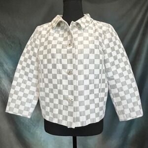 Doncaster Collection Women's Checkerboard Cropped Jacket Size 10